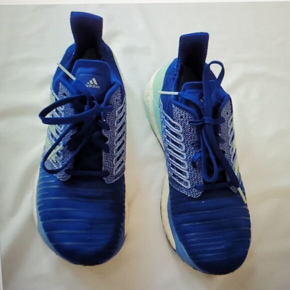 11 ADIDAS SOLAR BOOST Continental Tire Sole blue green fly knit running Shoes - Picture 4 of 13